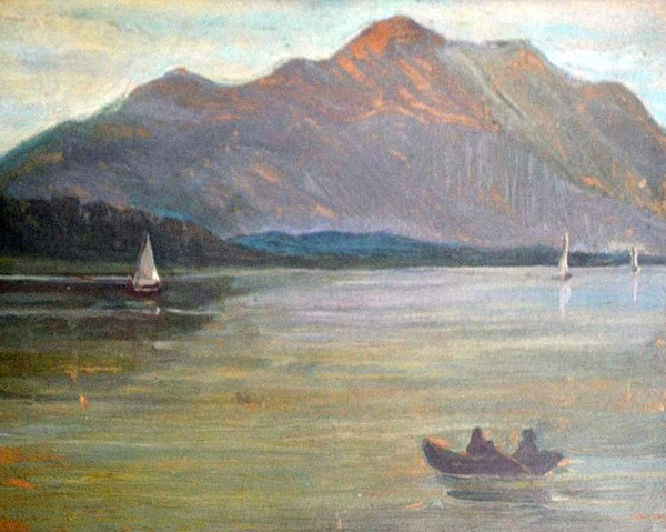 Image - Volodymyr Savchak: Boat and Mountains (1948).