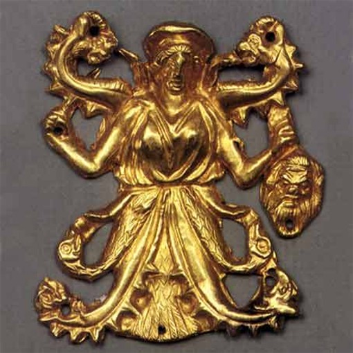 Image - A gold ornament with a Scythian goddess Apa from the Kul Oba kurhan.