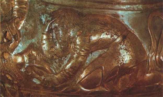Image - Detail of a Scythian bowl (4th cent BC) found in the Haimanova Mohyla kurhan.