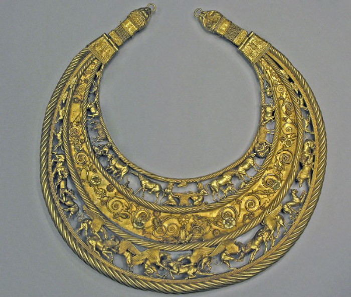 Image -- A Scythian gold pectoral from the Tovsta Mohyla kurhan, 4th century BC (Museum of Historical Treasures of Ukraine).