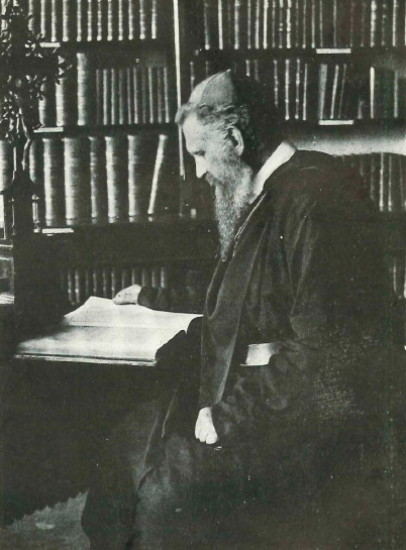 Image -- Metropolitan Andrei Sheptytsky in a library in Amsterdam.