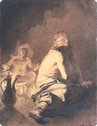 Image -- Taras Shevchenko: By the Fire (1849).