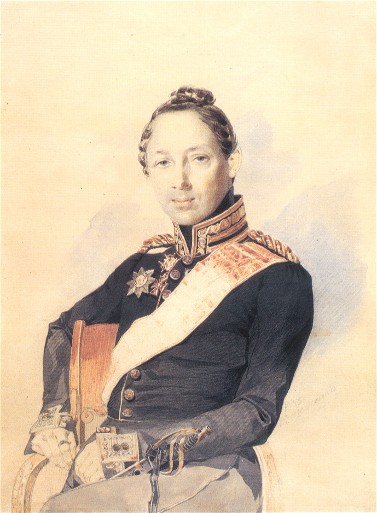 Taras Shevchenko's portrait of Nikolai Lunin (1838).