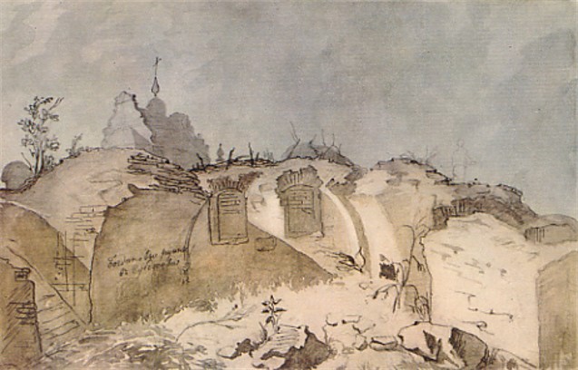 Taras Shevchenko: Ruins in Subotiv (1845).
