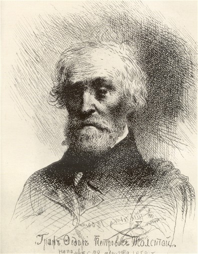 Image -- Fedor Tolstoy (etching by Taras Shevchenko, 1860).