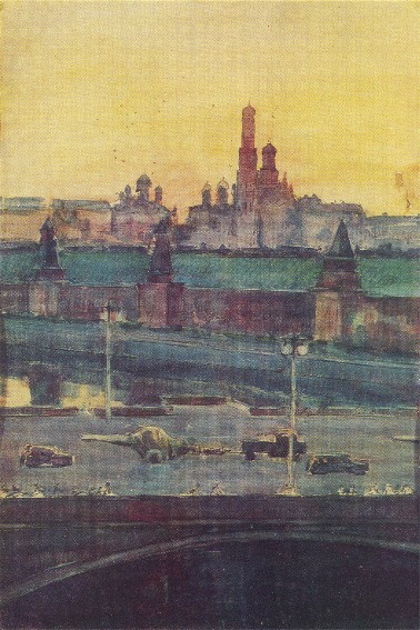 Image -- Oleksii Shovkunenko: Moscow. Artillery on a Bridge (1943).