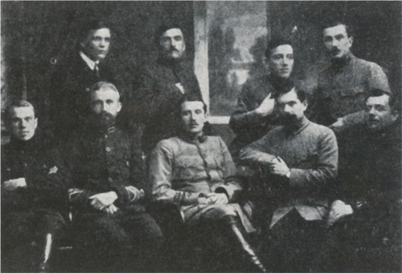 Image - Members of the last supreme command of the Sich Riflemen (Lutsk, January 1920). Sitting, from left: M. Matchak, A. Melnyk, Ye. Konovalets, R. Sushko, I. dankiv; standing: I. Andrukh, R. Dashkevych, V. Kuchabsky, Ya. Chyzh.