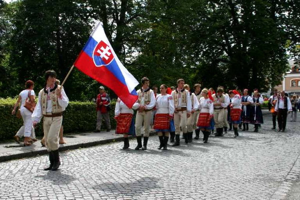 Image -- A Slovak folklore ensemble.