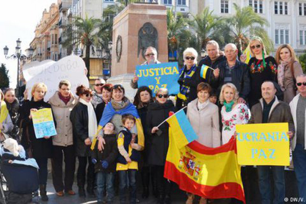 Image -- A Ukrainian demonstration in Spain.