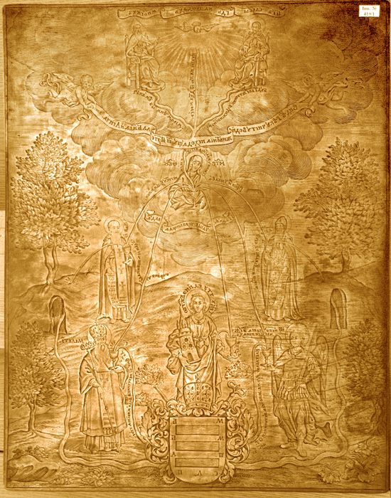 Image - The copper plate for Ivan Strelbytsky: The Transfiguration with View of the [Novhorod-Siverskyi] Transfiguration Cathedral (1695).