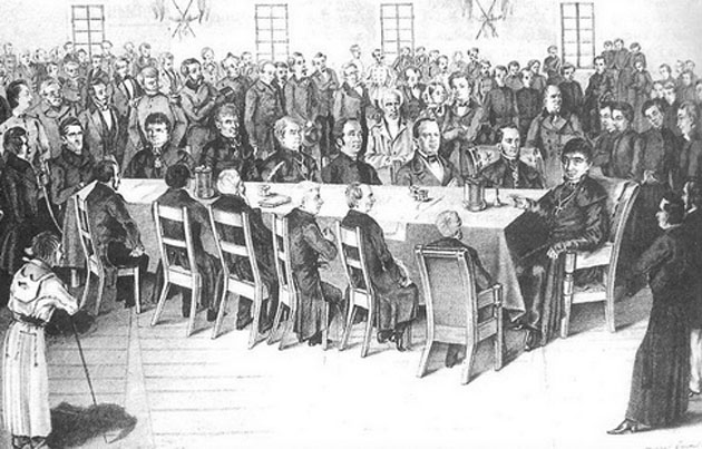 Image -- The first meeting of the Supreme Ruthenian Council on 4 May 1848 (drawing by E. Blotnytsky).