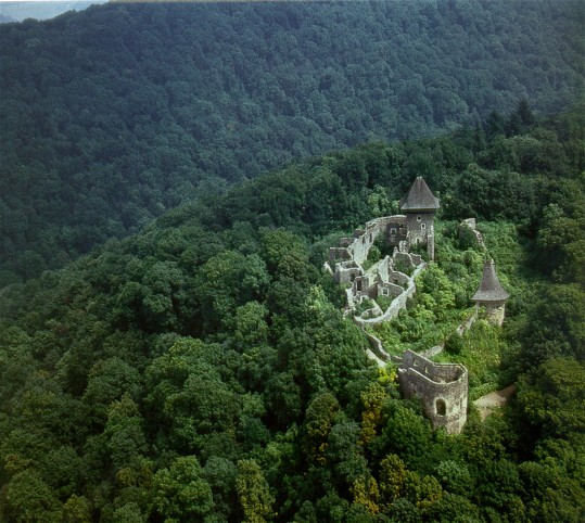 Image -- Transcarpathia Nevytske castle ruins (aerial view).