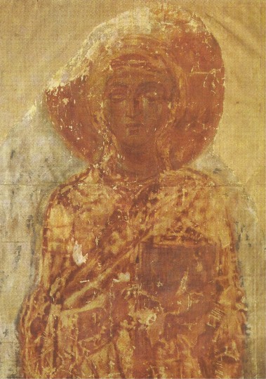 Image - Cathedral of Transfiguration in Chernihiv: Saint Teklia fresco (11th century).
