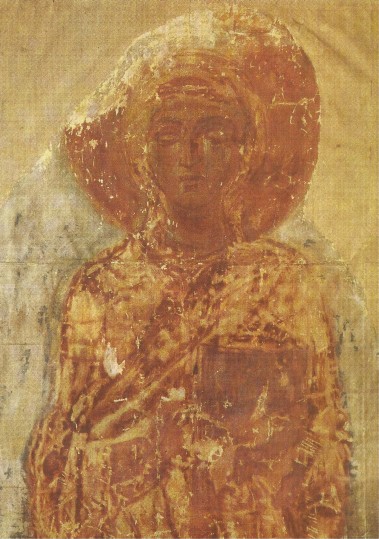 Image -- Cathedral of Transfiguration in Chernihiv: Saint Teklia fresco (11th century).