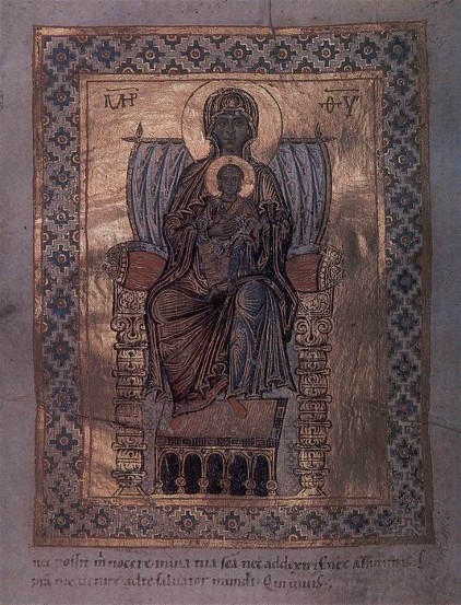 Image - The 11th-century illumination of the Theotokos in the Trier Psalter.