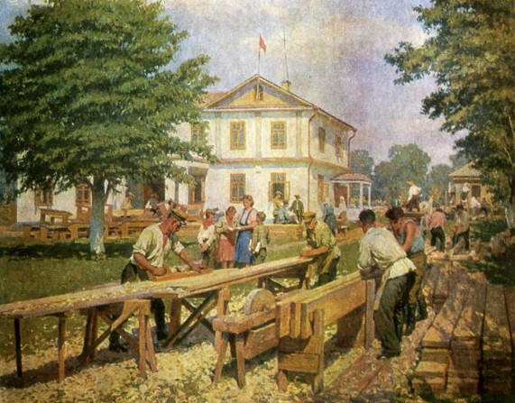 Image - Karpo Trokhymenko: School Repairs (1951).