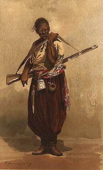 Image -- Serhii Vasylkivsky: A Type of a Zaporozhian Cossack (1890).