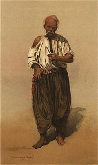 Image -- Serhii Vasylkivsky: An Old Man in the Zaporozhian Sich (1890).