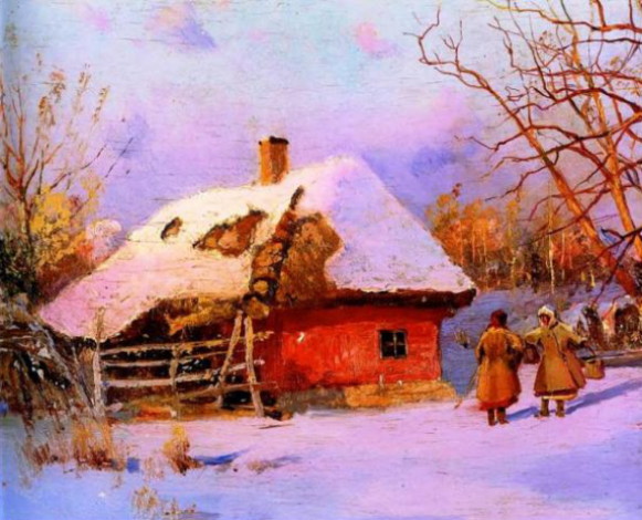 Image - Serhii Vasylkivsky: Village of Opishnia in Winter (1900s).