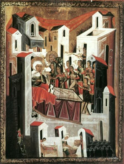 Image -- A Nativity icon from Veremin (16th century).