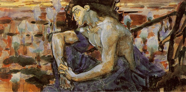 Image -- Mikhail Vrubel: Seated Demon (1890).