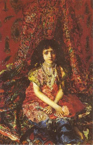 Image - Mikhail Vrubel: Girl against the Background of a Persian Carpet (1886).