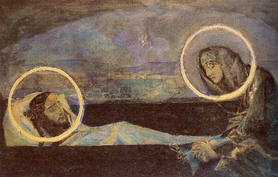 Image -- Mikhail Vrubel: Sketch for a fresco Lamentation (1887) for Saint Volodymyr's Cathedral in Kyiv.