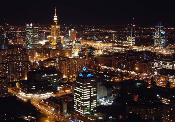 Image -- Warsaw: night skyline.