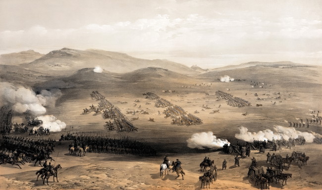 Image - Crimean War. William Simpson: Light Cavalry Charche at Balaklava, 1854.