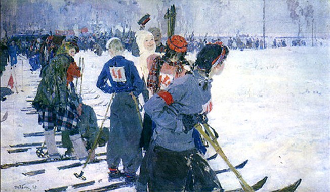 Image -- Tetiana Yablonska: At the Start Line (1947).