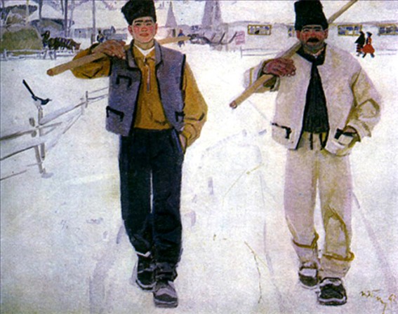 Image -- Tetiana Yablonska: With Father (1962).