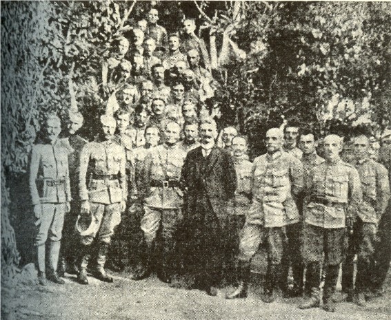 Image - Yevhen Petrushevych and Myron Tarnavsky with the UHA staff (Berdychiv, 1919).