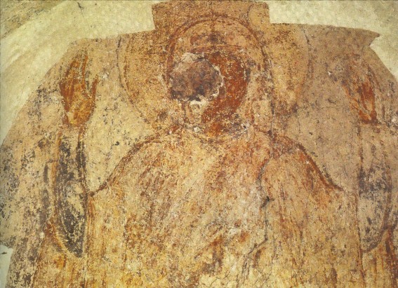 Image -- Dormition Cathedral at the Yeletskyi Dormition Monastery: Orante fresco (12th century).