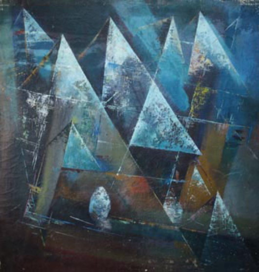 Image -- Vasyl Yermilov: Abstract Composition. Pyramids (1960s)