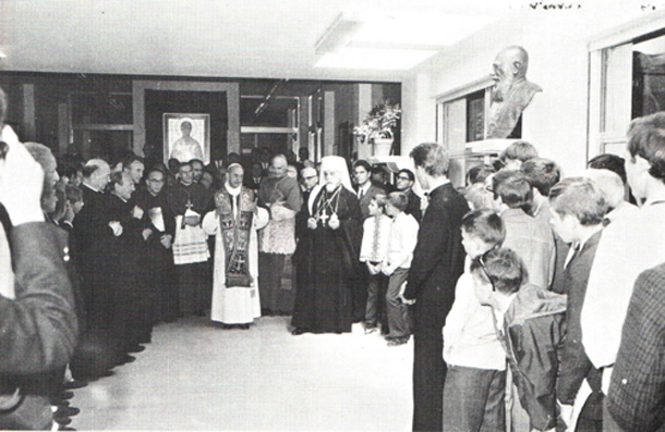 Image -- Yosyf Slipy and Pope Paul VI at the Ukrainian Catholic University (Rome).