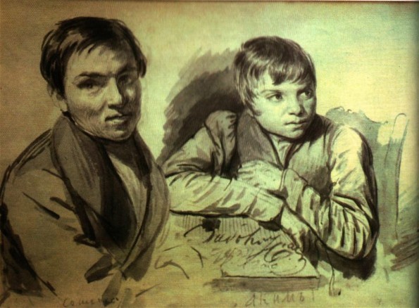 Image - Petro Zabolotsky: Portrait of Ivan Soshenko and Yakym Zabolotsky (1834).
