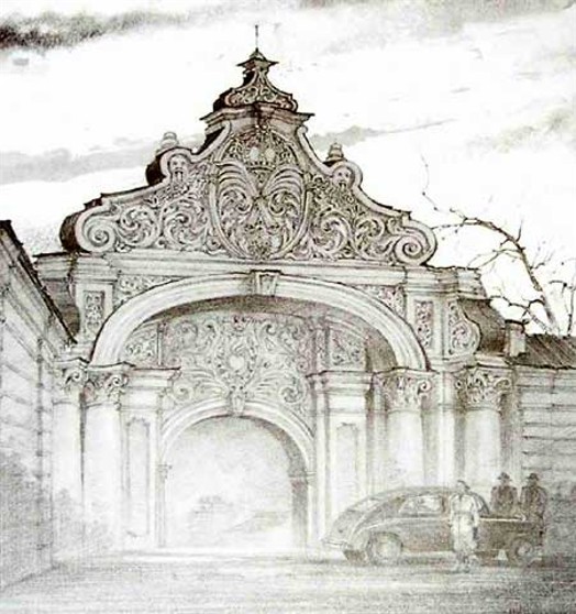 Image -- The Zaborovsky Gate (1940s engraving).