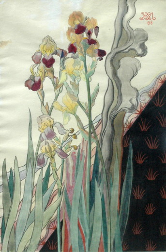 Image -- Mykhailo Zhuk: Irises (1918).
