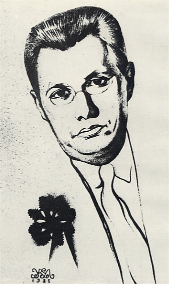 Image -- Mykhailo Zhuk's portrait of Mykola Zerov (1925).